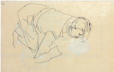 Erich Lederer z profilu, ręka w głowę, 1912 autorstwa Egon Schiele