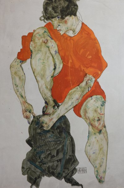 Modelka w czerwonej szacie, 1914. autorstwa Egon Schiele