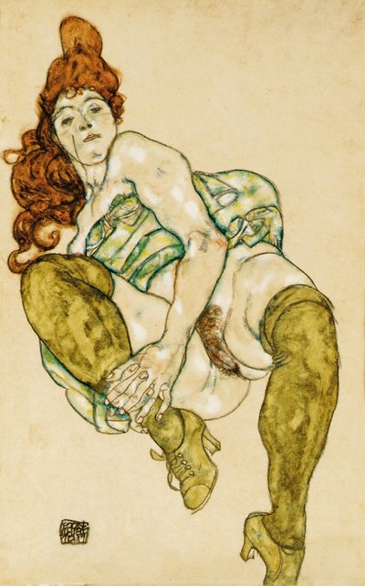 Akt kobiecy trzymający prawą nogę, 1917 autorstwa Egon Schiele