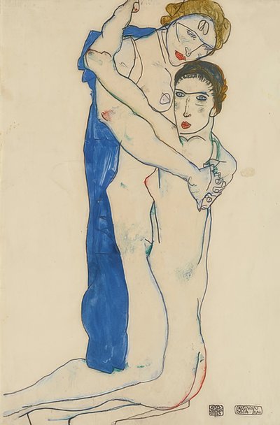 Dziewczyna, Pink-Blue. 1913 autorstwa Egon Schiele