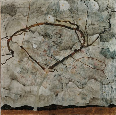 Jesienne drzewo w mieszanym powietrzu (zimowe drzewo) autorstwa Egon Schiele