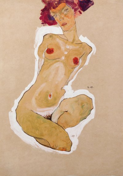 Kucający akt kobiecy autorstwa Egon Schiele