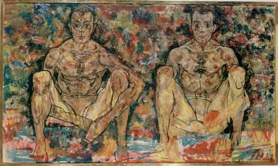 Siedząca para mężczyzn ... autorstwa Egon Schiele