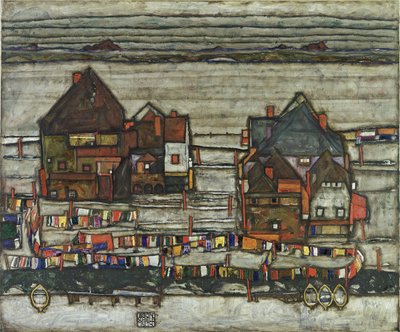 Domy z liniami do prania, 1914 autorstwa Egon Schiele