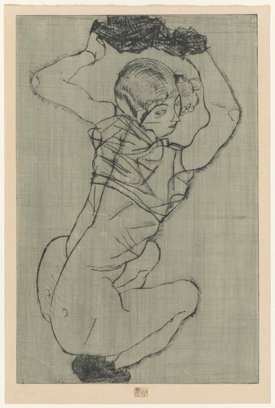 Kucająca kobieta autorstwa Egon Schiele