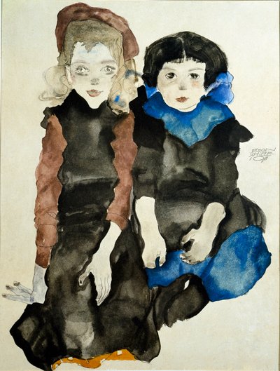 Dzieci. Rysunek Egona Schiele (1890-1918) autorstwa Egon Schiele