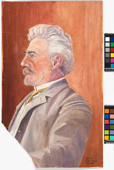 Profil Leopolda Czihaczka na czerwonym tle autorstwa Egon Schiele