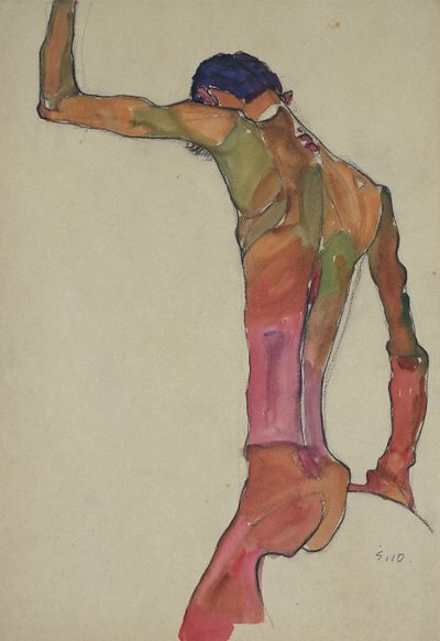Akt męski z podniesionym ramieniem autorstwa Egon Schiele