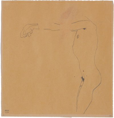 Akt męski z rękami uniesionymi w lewo, 1909 autorstwa Egon Schiele