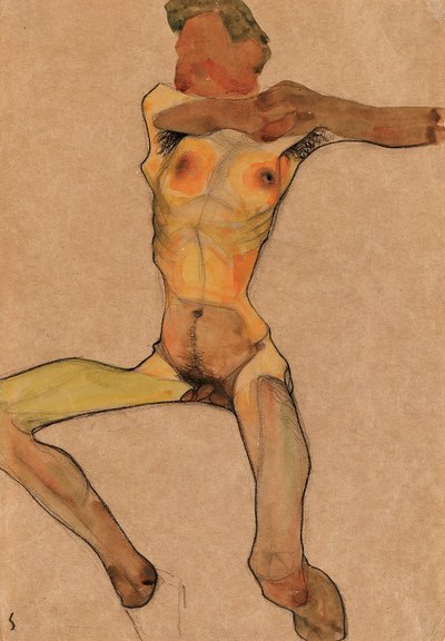 Akt męski, żółty, 1910 autorstwa Egon Schiele