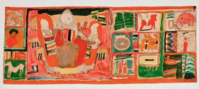 Matka z dziećmi, na bocznych polach zabawki ... (gwasz i ołówek na tekturze) autorstwa Egon Schiele