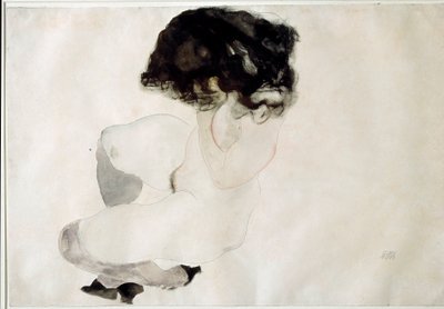 Nagie kucanie. Rysunek autorstwa Egona Schiele autorstwa Egon Schiele