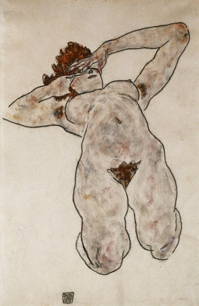 Nude w pozycji leżącej; Leżąc nago, 1917 autorstwa Egon Schiele