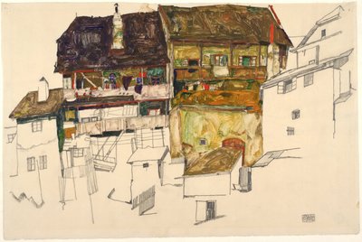 Stare domy w Krumau, 1914 autorstwa Egon Schiele