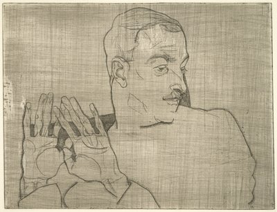 Portret Arthura Roesslera, 1914 (sucha igła) autorstwa Egon Schiele