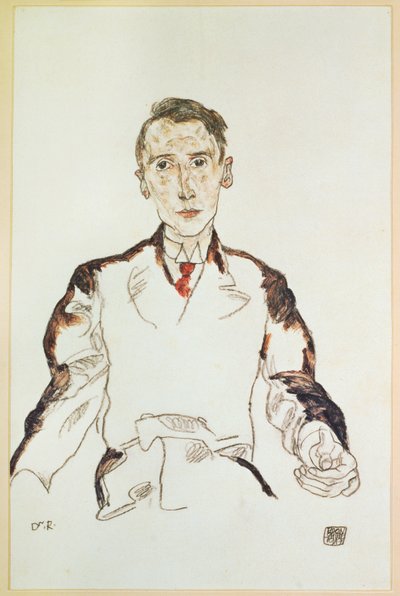 Portret dr Heinricha Riegera (gwasz, akwarela i ołówek) autorstwa Egon Schiele