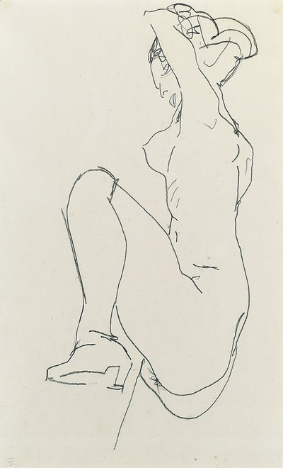 Akt kobiecy z pokłonem, 1913 autorstwa Egon Schiele