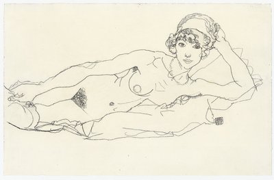 Leżąca nago; Akt leżący, 1914 autorstwa Egon Schiele