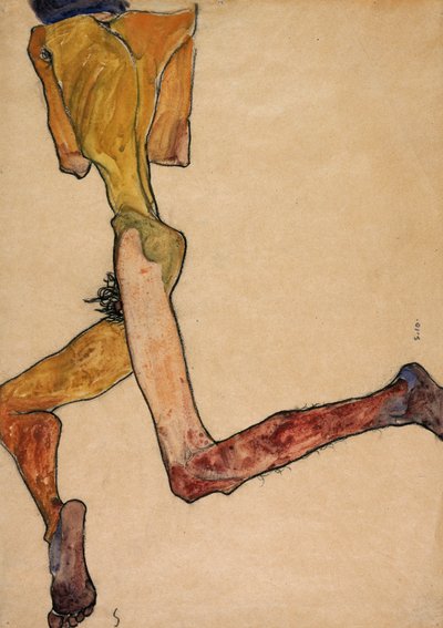 Leżący nagi mężczyzna, 1910 autorstwa Egon Schiele