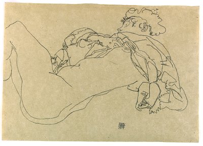 Leżąca naga kobieca, 1914 autorstwa Egon Schiele