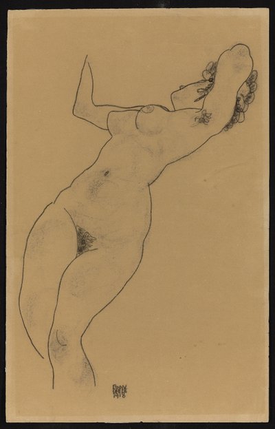 Leżąc nago, 1918 autorstwa Egon Schiele