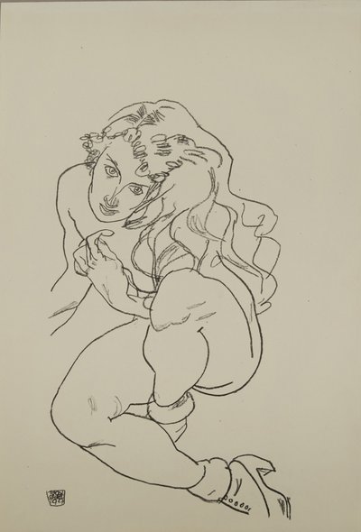 Siedzący akt, 1917 autorstwa Egon Schiele