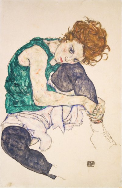 Siedząca kobieta z podniesionymi nogami Adele Herms autorstwa Egon Schiele