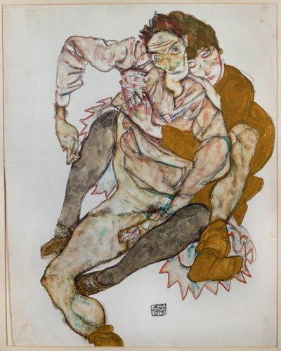 Siedząca para autorstwa Egon Schiele