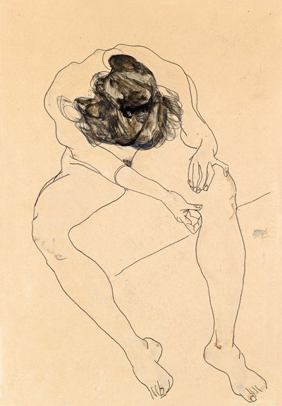 Akt kobiecy w pozycji siedzącej, 1912 autorstwa Egon Schiele