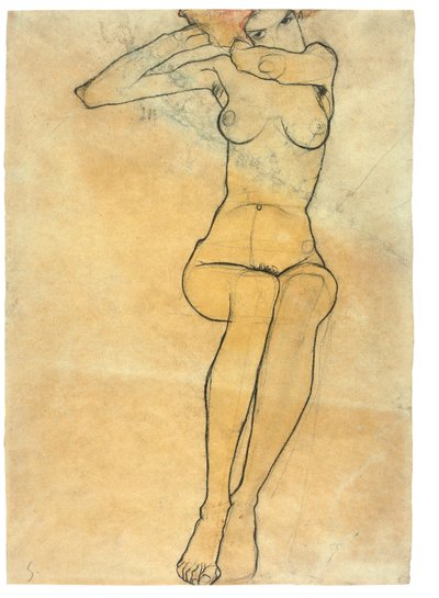Siedzący akt, 1910 autorstwa Egon Schiele
