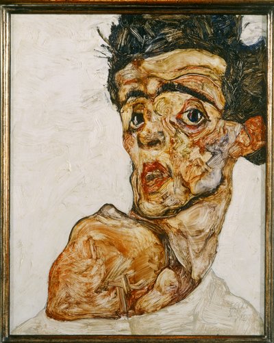Autoportret z uniesionym nagim ramieniem autorstwa Egon Schiele