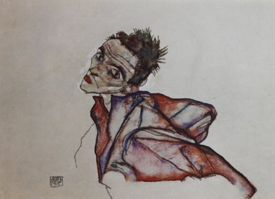 Autoportret z rękami odwróconymi do tyłu, 1915. autorstwa Egon Schiele