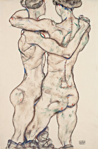 Obejmujące się nagie dziewczęta autorstwa Egon Schiele