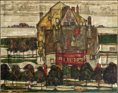 Domy Jednoosobowe (Domy z Górami); Domy indywidualne (domy z górami) autorstwa Egon Schiele