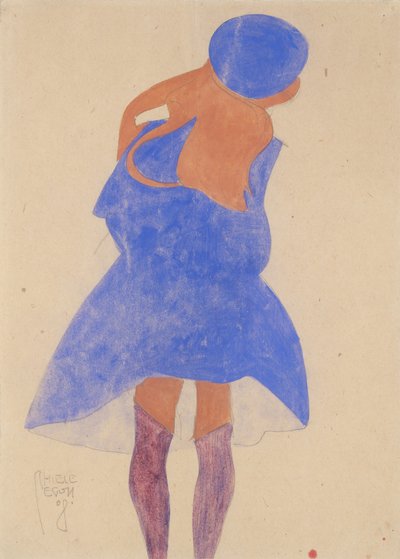 Stojąca dziewczyna, widok z tyłu, 1908. autorstwa Egon Schiele