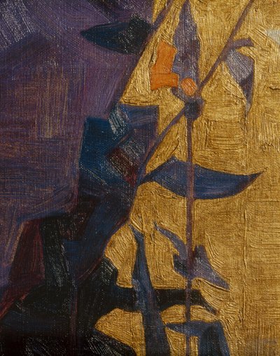 Stylizowany kwiat na dekoracyjnym tle ... (brąz) autorstwa Egon Schiele