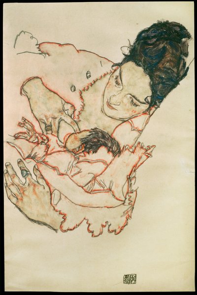Stillende Mutter - Matka karmiąca ... (akwarela i czarna kredka) autorstwa Egon Schiele