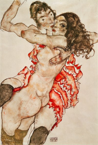 Dwie kobiety w objęciach autorstwa Egon Schiele