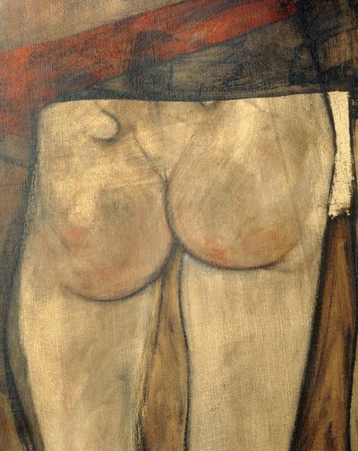 Akt kobiecy z szalem na ramieniu, Fragment ... (olej na płótnie) autorstwa Egon Schiele