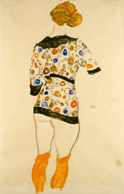 Stojąca kobieta we wzorzystej bluzce autorstwa Egon Schiele