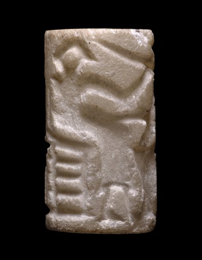 Pieczęć cylindryczna (sceny wczesnodynastycznej „aktywności człowieka”), wczesnodynastyczna II (kalcyt) autorstwa Egyptian