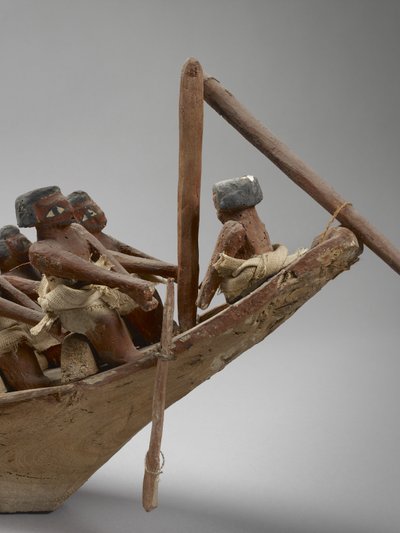 Model łodzi pogrzebowej, Beni Hasan, prawdopodobnie Państwo Środka, c.2060-1786, detal mieszany z 107032 autorstwa Egyptian
