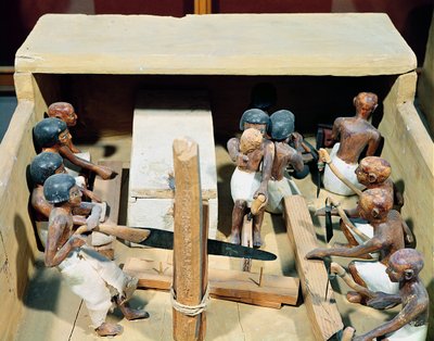 Model nagrobny warsztatu stolarskiego, z Grobowca Meketre, Dolina Szlachty, Państwo Środka, ok. 2000 pne (drewno malowane) autorstwa Egyptian 11th Dynasty