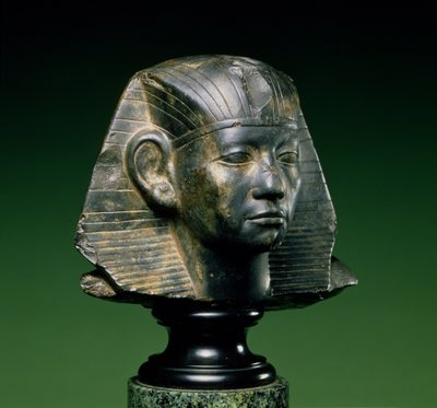 Głowa króla Amenemhata III z Asuanu, Państwo Środka, 1842-1797 pne (ciemny wapień kopalny) autorstwa Egyptian 12th Dynasty