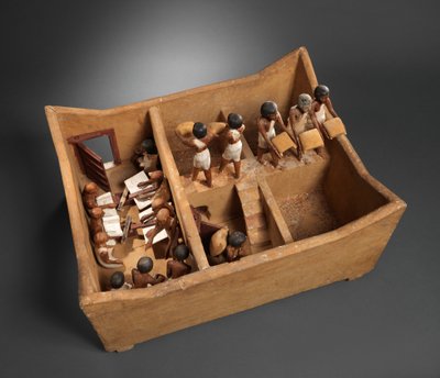 Model spichlerza ze skrybami z grobowca Meketre, ok. 1981-1975 p.n.e. (drewno, tynk, farba, len, ziarno) autorstwa Egyptian 12th Dynasty