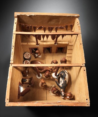 Model rzeźni z grobu Meketre, ok. 1981-1975 p.n.e. (drewno, farba, tynk) autorstwa Egyptian 12th Dynasty