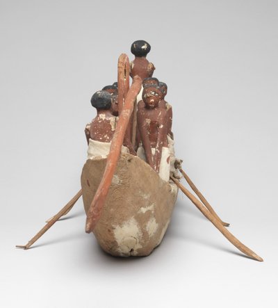 Model łodzi żaglowej z Grobowca Chety (Beni Hasan) Państwa Środka, ok. 2010 r. p.n.e. - 1950 p.n.e. (malowane drewno i len) autorstwa Egyptian 12th Dynasty