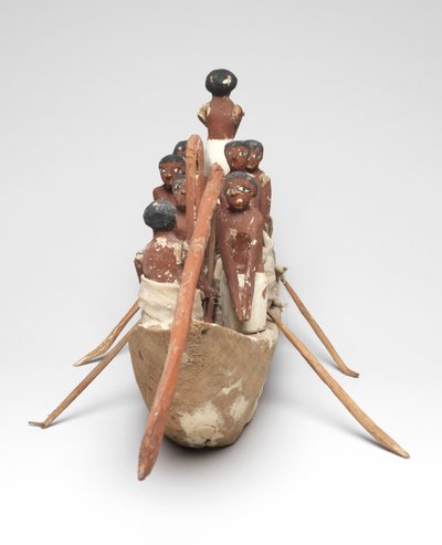 Model łodzi żaglowej z Grobowca Chety (Beni Hasan) Państwa Środka, ok. 2010 r. p.n.e. - 1950 p.n.e. (malowane drewno i len) autorstwa Egyptian 12th Dynasty