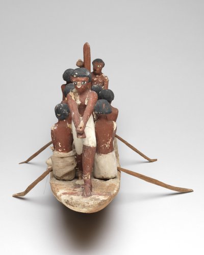 Model łodzi żaglowej z Grobowca Chety (Beni Hasan) Państwa Środka, ok. 2010 r. p.n.e. - 1950 p.n.e. (malowane drewno i len) autorstwa Egyptian 12th Dynasty