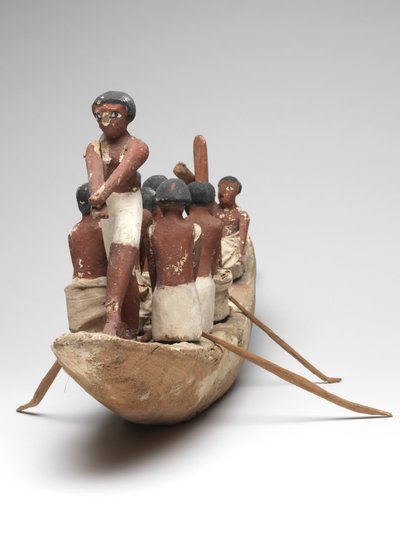 Model łodzi żaglowej z Grobowca Chety (Beni Hasan) Państwa Środka, ok. 2010 r. p.n.e. - 1950 p.n.e. (malowane drewno i len) autorstwa Egyptian 12th Dynasty